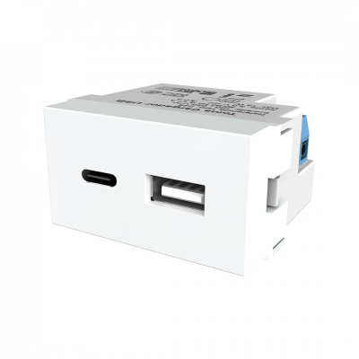 Toma Usb+Usb-C Carga 3A Blanco