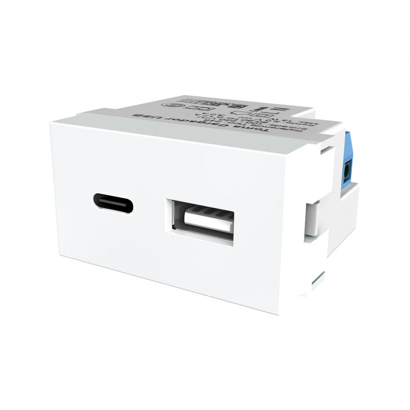 Toma Usb+Usb-C Carga 3A Blanco