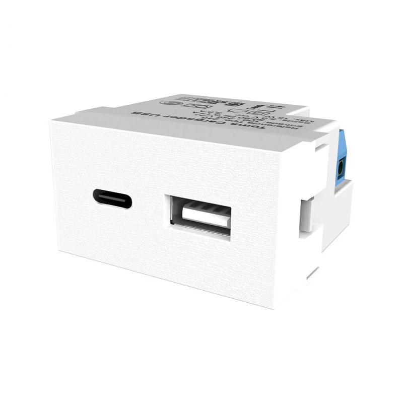 Toma Usb+Usb-C Carga 3A Blanco