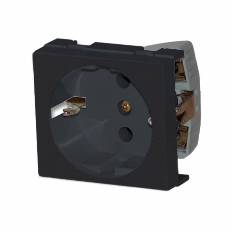 Toma Bipolar Schuko+T Negro